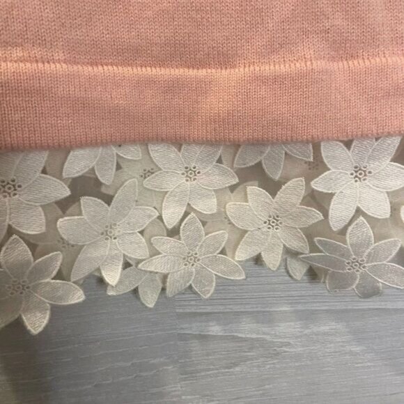 J. Crew Women's Lace Hem Knit Sweater Merino Wool Blend Pullover - Picture 5 of 6